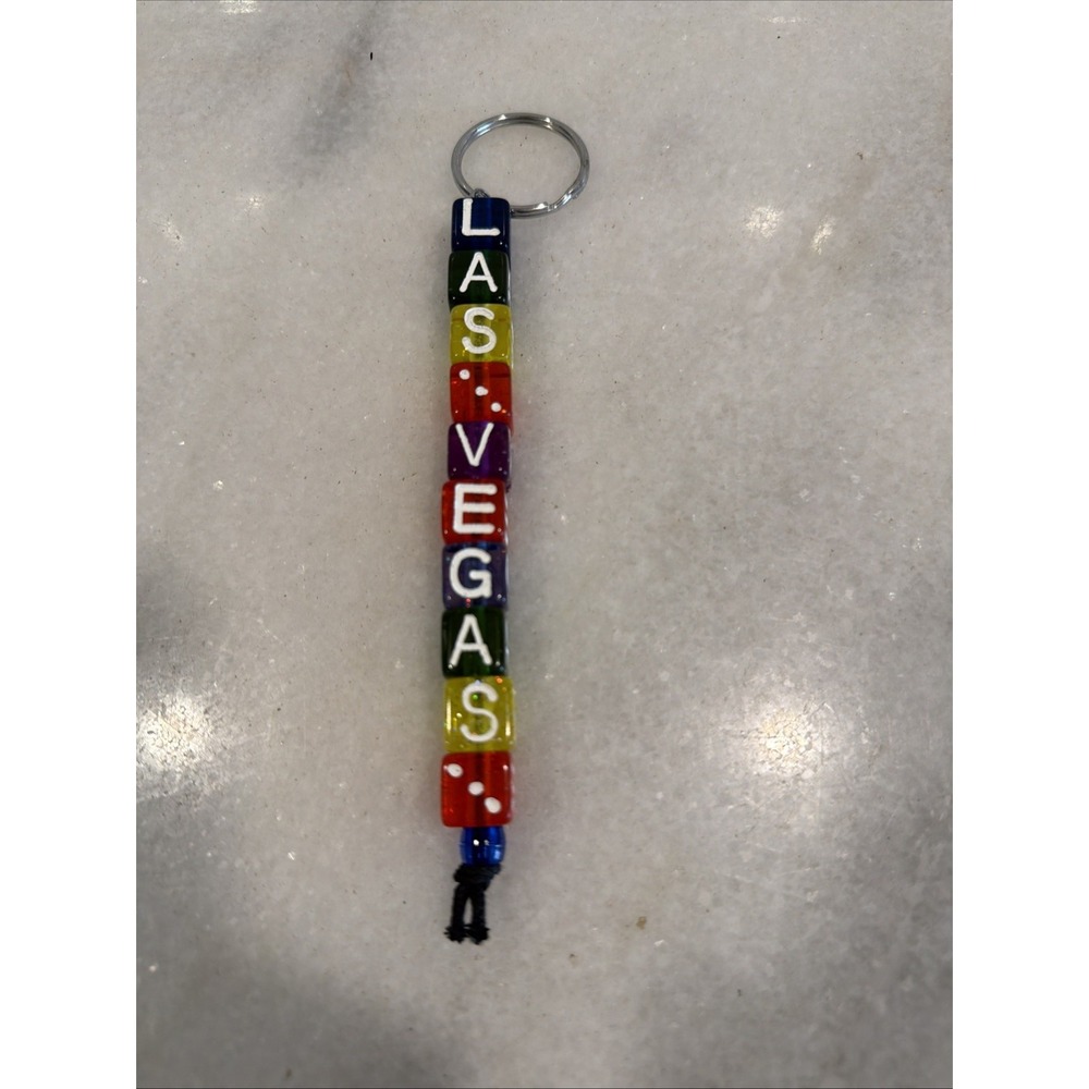Vintage Acrylic Vibe Las Vegas Dice Keychain 4 Sided